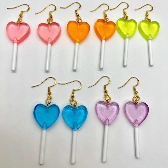 Handmade Jewelry - Lollipop Earrings - Sucker Earrings - Barbie Earrings - Rainbow Earrings